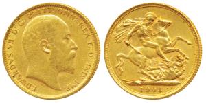 Australia, Edward VII, Gold Sovereign, 8g, 1903, ’S’ mint mark for Sydney Mint, St. George