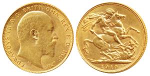 Great Britain, Edward VII, Gold Sovereign, 1910 (KM 805). Extremely Fine.