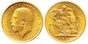 Australia, George V, Gold Sovereign, 8g, 1922, ’P’ mint mark for Perth Mint (KM 29). Extre
