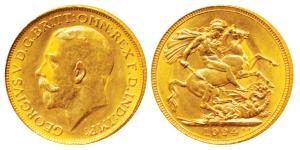 Australia, George V, Gold Sovereign, 8g, 1924, ’P’ mint mark for Perth Mint (KM 29). Uncir