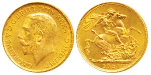 South Africa, George V, Gold Sovereign, 8g, 1927, ’SA’ mint mark for South Africa (KM 21).