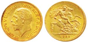 South Africa, George V, Gold Sovereign, 8g, 1929, ’SA’ mint mark for South Africa, St. Geo