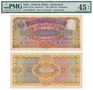 Hyderabad, Rupees 10, 1939, signed Zahid Hussain, (J&R 7.9.5). Graded by PMG Choice Extrem