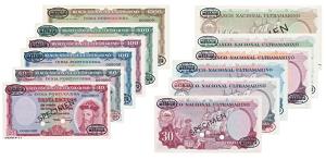 Indo-Portuguese, Set of 6 Specimen notes, 30, 60, 100, 300, 600 and 1000 Escudos, Banco Na
