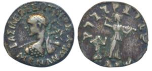 Indo-Greeks, Menander I, Silver Drachm, 2.44g, obv. diademed bust to left seen from behind