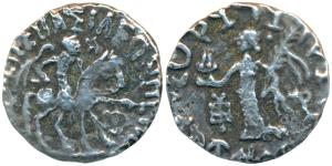 Indo-Scythians, Azilises (c. 85 - 45/35 BC), Silver Drachm, 2.07g, obv. king mounted on a 