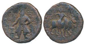 Kushanas, Vima Kadphises (100-127/8 AD), Copper Unit, 4.13g, obv. king standing facing hea