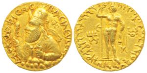 Kushanas, Vima Kadphises (c.105-127 AD), Gold Dinar, 7.92g, obv. bust of the king facing l
