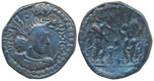 Kushano-Sasanian, Ohrmazd / Hormizd I, Copper Unit, 2.20g, obv. crowned bust of the king f
