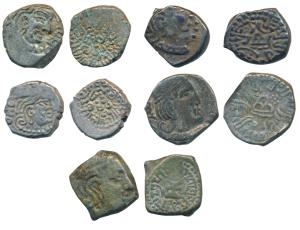 Assorted lot, Silver Drachma (5), Western Kshatrapa, Swami Rudrasena III; Traikutakas, Dah