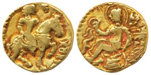 Guptas, Kumaragupta I (c. 414-455 AD), Gold Dinar, 8.08g, ’Horseman’ type, obv. king ridin
