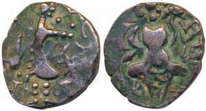 Karkotakas of Kashmir, Pratapaditya II (5th century AD), Debased Gold Dinar, 7.49g, obv. g
