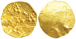 Nolambas of Karnataka, Ekavakyadeva II (c. 981-1000 AD), Gold Gadyana, 3.62g, Punch Marked