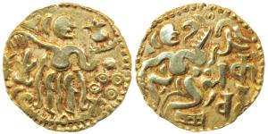 Ceylon, Shri Lankan Kings, Gold Kahavanu, 4.29g, Anonymous, Chola type, obv. king seated r
