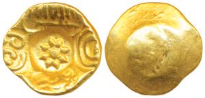 Yadavas of Devagiri, Singhana Deva, Gold Gadyana / Padma Tanka, 3.82g, Punch-marked type, 