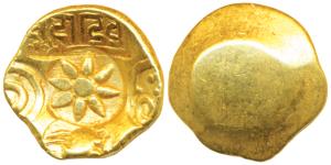 Yadavas of Devagiri, Mahadeva (c.1260-1270 AD), Gold Gadyana / Padma Tanka, 3.76g, Punch-m