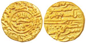 Fath Shah (AH 892-923, 1472-1517 AD), Gold Tanka, 11.25g, Kashmir Mint, obv. Persian legen