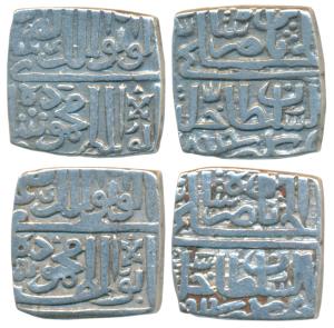Mahmud Shah II (AH 916-937, 1510-1531 AD), Silver Square ½ Tanka, 5.29g, al Wathiq legend,