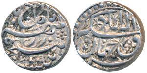 Akbar, Silver Rupee, 11.42g, rebellion issue of Jahangir struck at Allahabad, mint name at