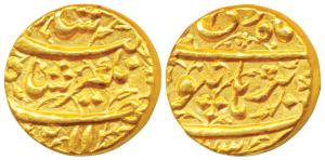 Jahangir, Gold Mohur, 10.92g, Burhanpur Mint, AH (10)23, Month Di, complete mint name in c