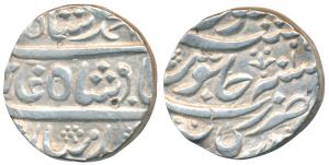 Muhammad Shah (AH 1131-1161, 1719-1748 AD), Silver Rupee, 10.81g, Arkat Mint, RY 1, flower