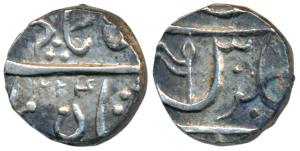 Gulshanabad Nasik Mint, Silver ½ Rupee, 5.6g, in the name of Shah Alam II, AH 1224, flag f