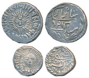 Shivaji Rao Holkar (VS 1943-1960, 1886-1903 AD), Silver Rupee and ½ Rupee, 11.19g and 5.61