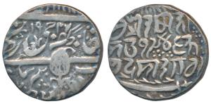 Pertab Singh (VS 1942-1979, 1885-1925 AD), Silver Rupee, Srinagar Mint, JHS (nearly off fl