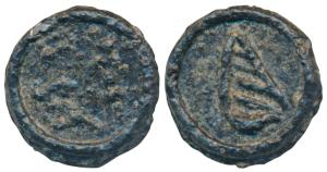 Cochin, Tin Bazaruk, 1.34g, obv. 8 VOC, rev. a pear shaped oval shield with oblique decora