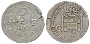 Goa, Filipe III, Silver 2 Tangas, 4.36g, obv. standing figure of St. Philip divides SF and