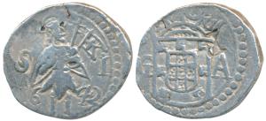 Goa, Joao IV (1640-1656 AD), Silver 2 Tangas, 3.55g, obv. standing figure of St. John divi