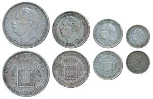 Luis I (Ludwig), set of 4, Silver Rupia, ½, ¼ and 1/8, 1881 (KM 312, 311, 310 & 309). Very