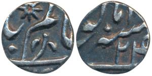 Muhammadabad Benares, Silver 1/16 Rupee, 0.65g, in the name of Shah Alam II, RY 24, sun-bu