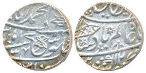 Muhammadabad Banaras Mint, Silver Rupee, 11.25g, in the name of Shah Alam II, fish, sun-bu