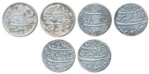 Murshidabad Mint, Silver ½ Rupee (3), in the name of Shah Alam II, RY 19, two with oblique