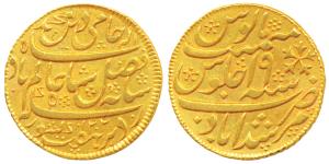 Murshidabad Mint, Gold Mohur, 12.26g, in the name of Shah Alam II, AH 1202/19, dot in the 