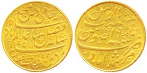 Murshidabad (Calcutta) Mint, Gold Heavy Mohur, 13.24 g, in the name of Shah Alam II, AH 12