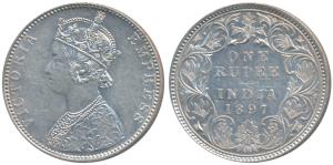 Victoria Empress, Silver Rupee, 1897, C2 / I / B incuse, (Prid 183). Extremely Fine and be