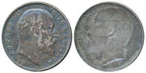 Edward VII, Silver Rupee, Error, Brockage, nice deep and complete lakhi impression on rev.