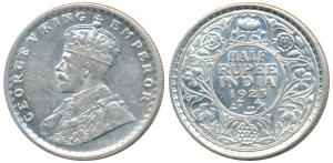 George V, Silver ½ Rupee, 1923, Calcutta Mint, (Prid 326). About Uncirculated, Rare.