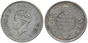 George VI, Silver Rupee, 1938, Bombay Mint, A / I / with Dot, (Prid 234). Very Fine+, Scar