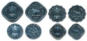 Cupro-Nickel ¼ Rupee, 2 Annas, Anna and ½, 1954, Bombay Mint. Proof in Mint State. (4)
