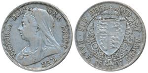Great Britain, Victoria, Silver ½ Crown, veiled bust, 1897 (KM 782). Very Fine+.