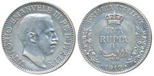 Somalia Italia, Silver Una Rupia, 11.6g, 1912R, (KM 6). About Extremely Fine, Scarce.
