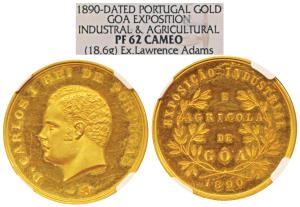 Goa, Industrial & Agricultural Exposition Gold Medal, 18.6g, 1890, Lisbon Mint, obv. bust 