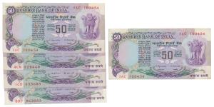 Rupees 50, near complete set of 62 notes, with different dates and signatures of all varie