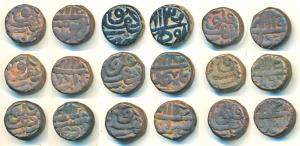 Akbar, Copper Dam (9), Delhi Mint, Ilahi type, Month Khurdad, RY 37; Month Amardad, RY 39;