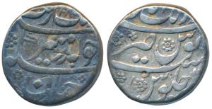 Aurangzeb, Silver Rupee, 8.22g, Aurangabad Mint, AH 108X, mint name at top on rev. Very Fi