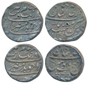 Aurangzeb, Silver Rupee (2), Dar-ul-Khilafat Shahjahanabad Mint, AH 1114/46 and AH 1117/49