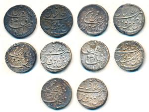 Farrukhsiyar, Silver Rupee (5), Dar-al-Khilafat Shahjahanabad Mint, AH 1129/6 (KM 377.55).